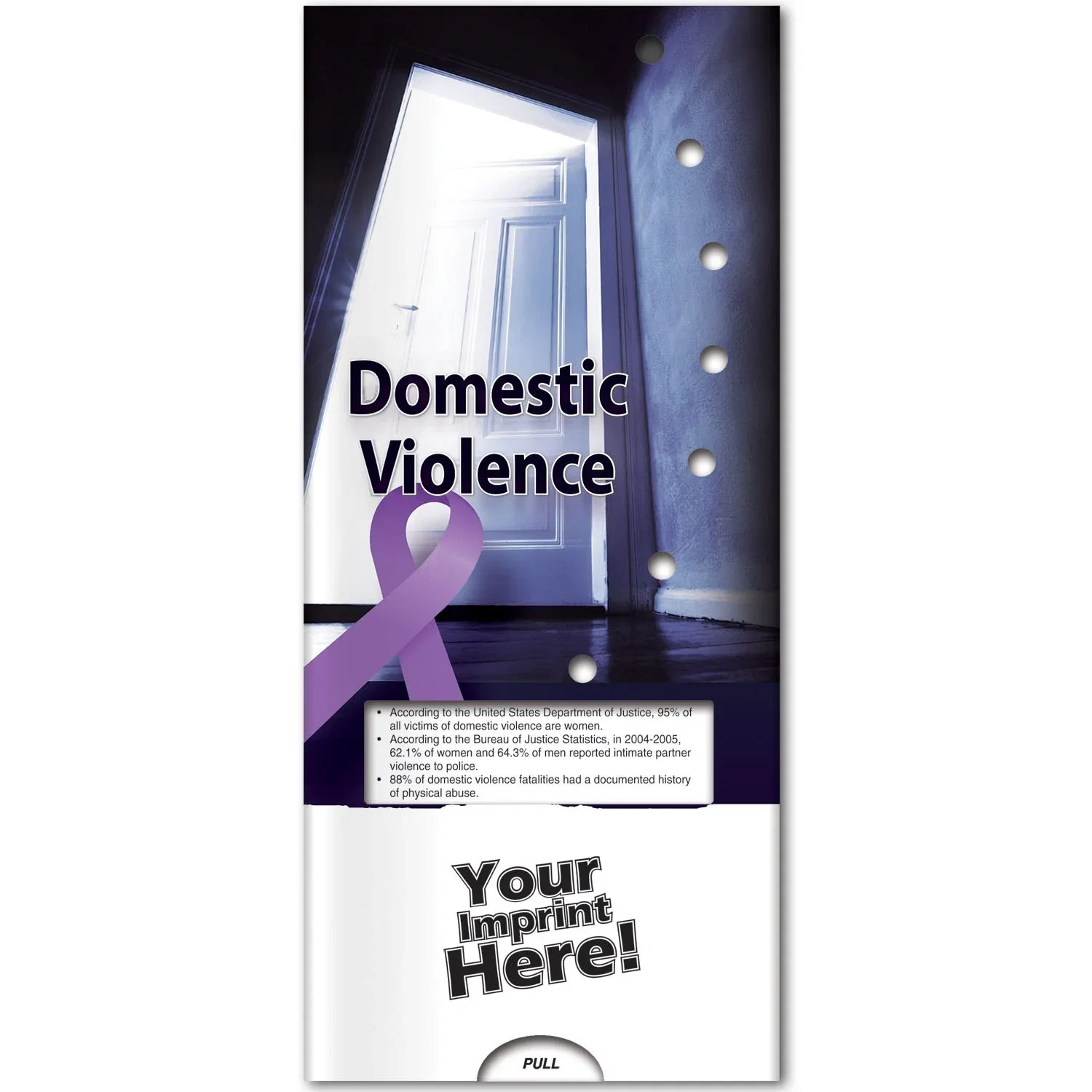 Back side of Domestic Violence Pocket Slider with two-sided printed safety resources