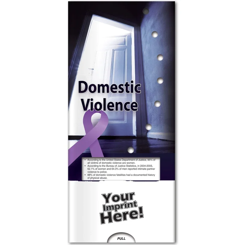 Back side of Domestic Violence Pocket Slider with two-sided printed safety resources