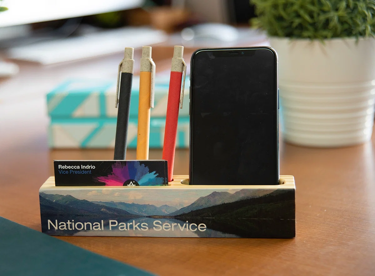 Custom Printed Wood Desk Organizer — view 3