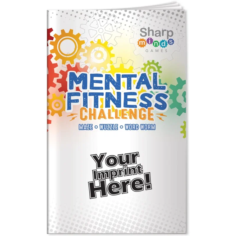 Sharp Minds activity book inside page featuring perception and comprehension puzzles