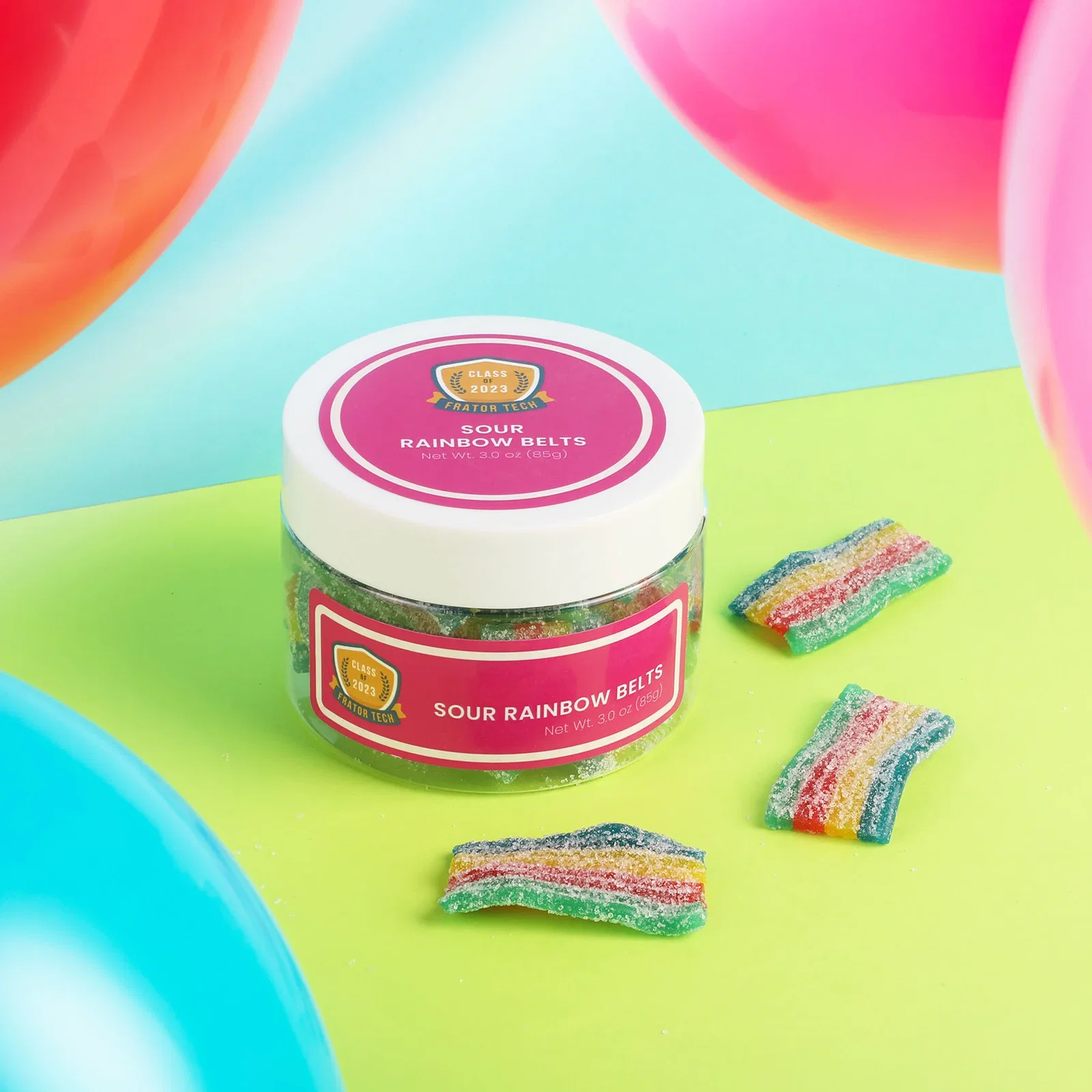 Sour Bite-Size Rainbow Belts in a Jar