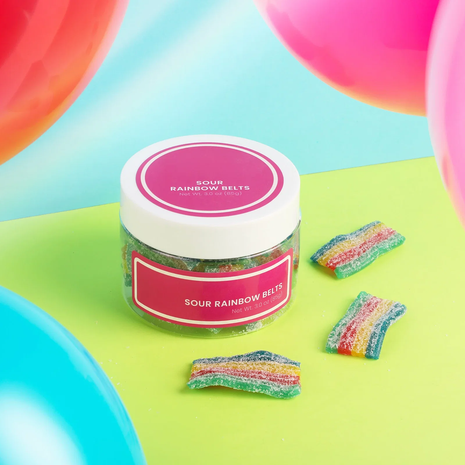 Sour Bite-Size Rainbow Belts in a Jar — view 2