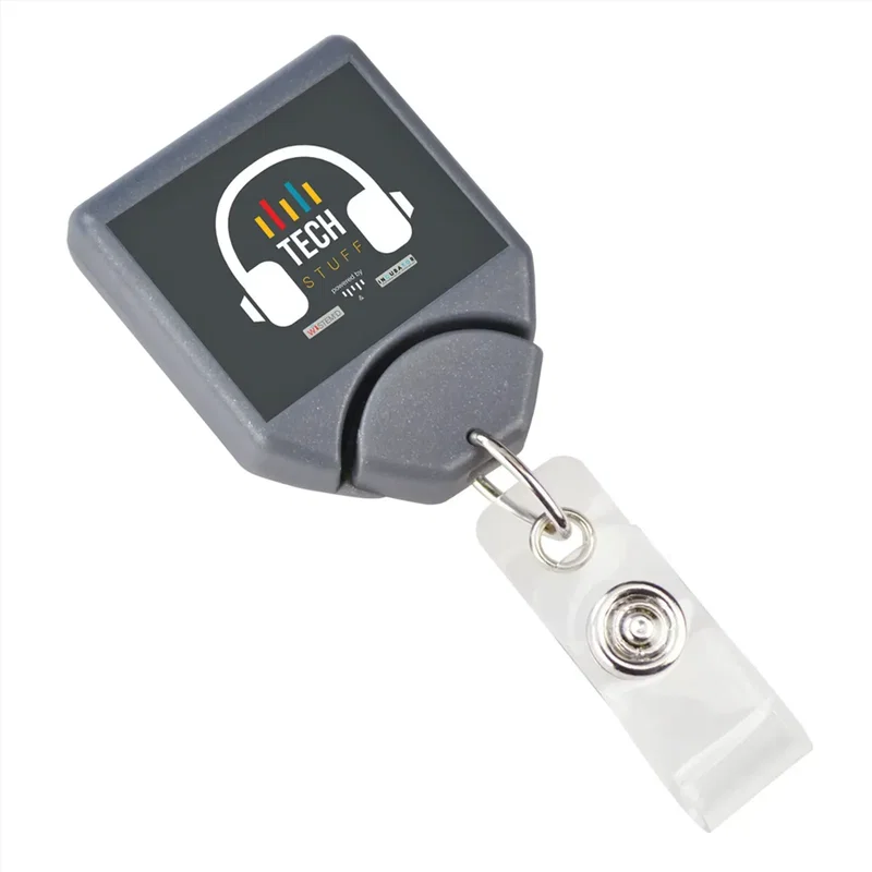 Personalized Swivel Badge Reel - Square — view 2