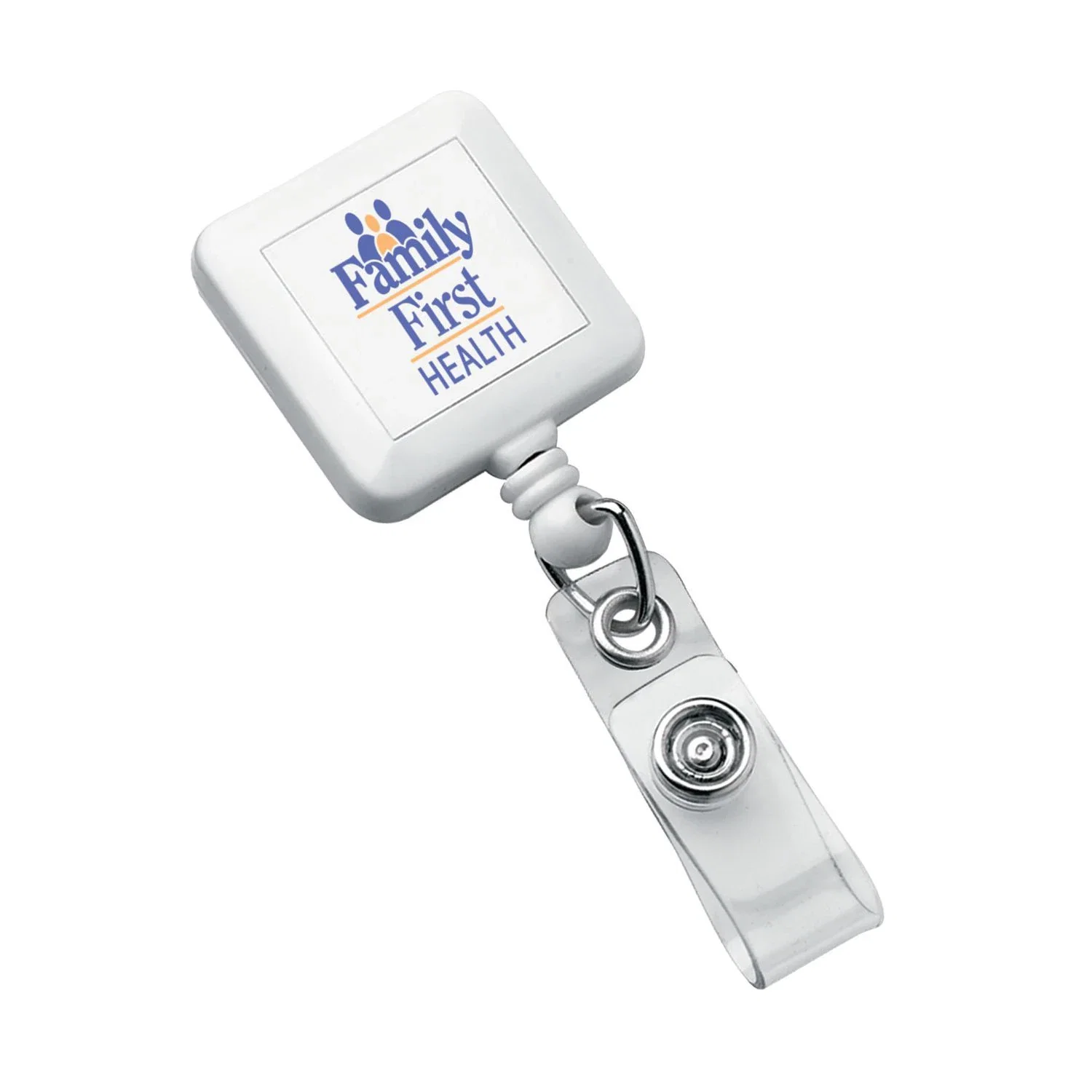 Square Retractable Badge Holder — White — view 2