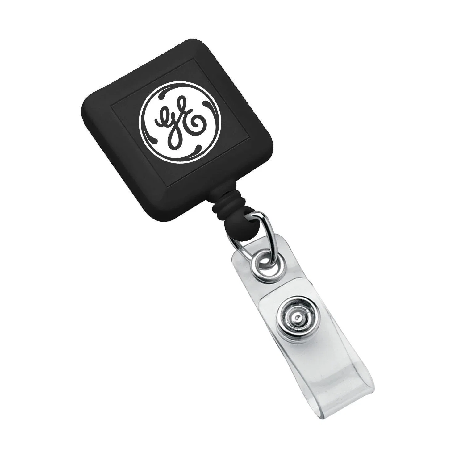 Square Retractable Badge Holder — Black — view 4