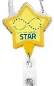 Star Badge Reel with Carabiner (Yellow & White Color) — view 3