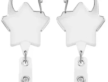 Star Badge Reel with Carabiner (Yellow & White Color) — view 4