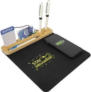 Custom Wireless Charging Mouse Pad with Organizer - 10W