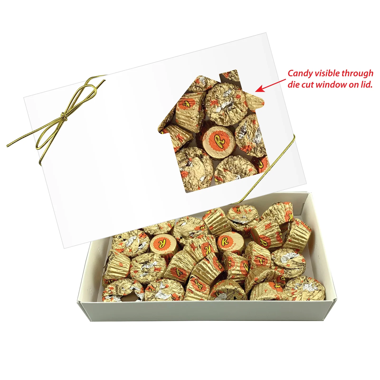 Lid lifted to reveal the sweets inside