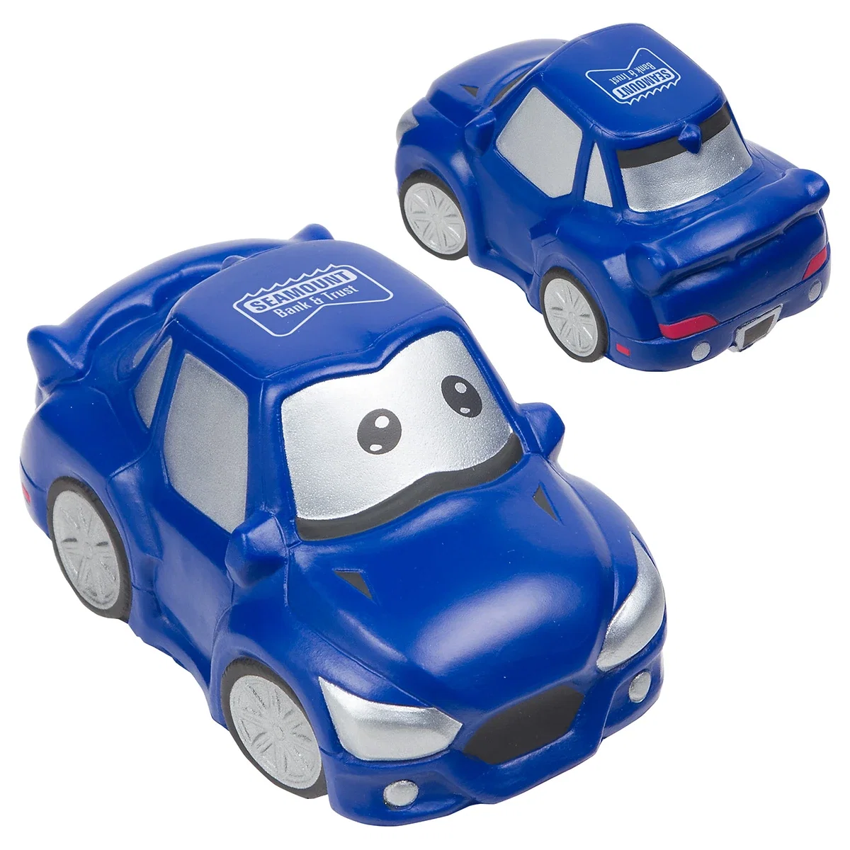 Cartoon car shaped polyurethane stress reliever, about 4 inches long