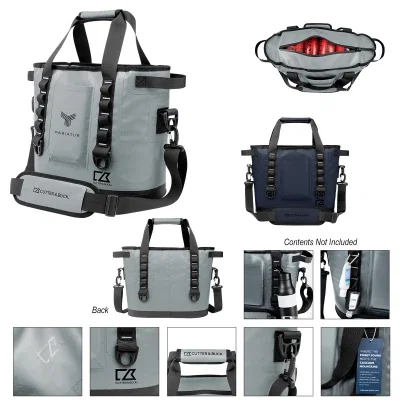 Gray cooler tote sized to hold eighteen cans