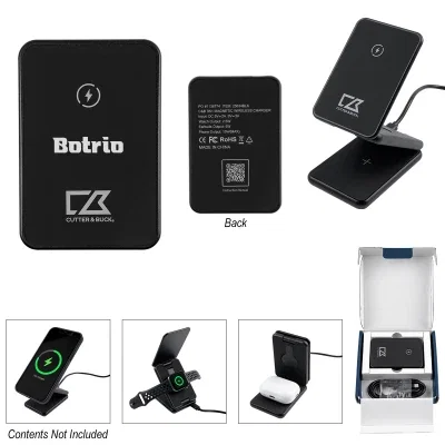 Black folding pad that powers three devices without cables