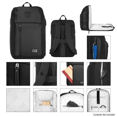 Black backpack with dual shoulder straps seen from the front