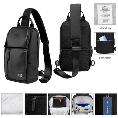 Black sling bag with a single adjustable shoulder strap