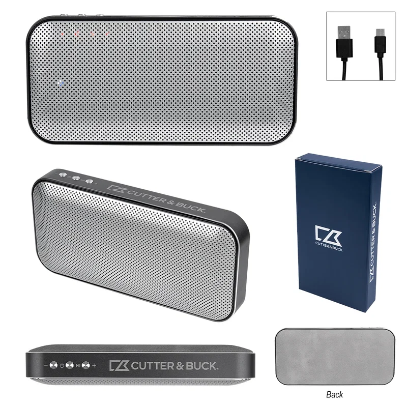 Control buttons and ports along the brushed edge