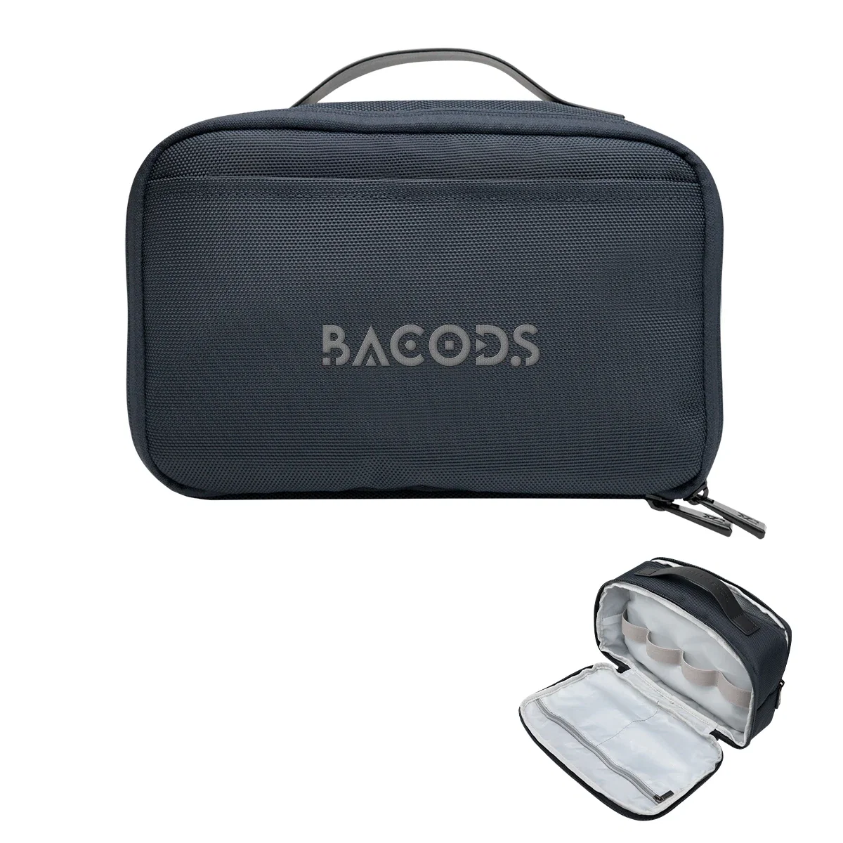 Toiletries packed inside the open pouch