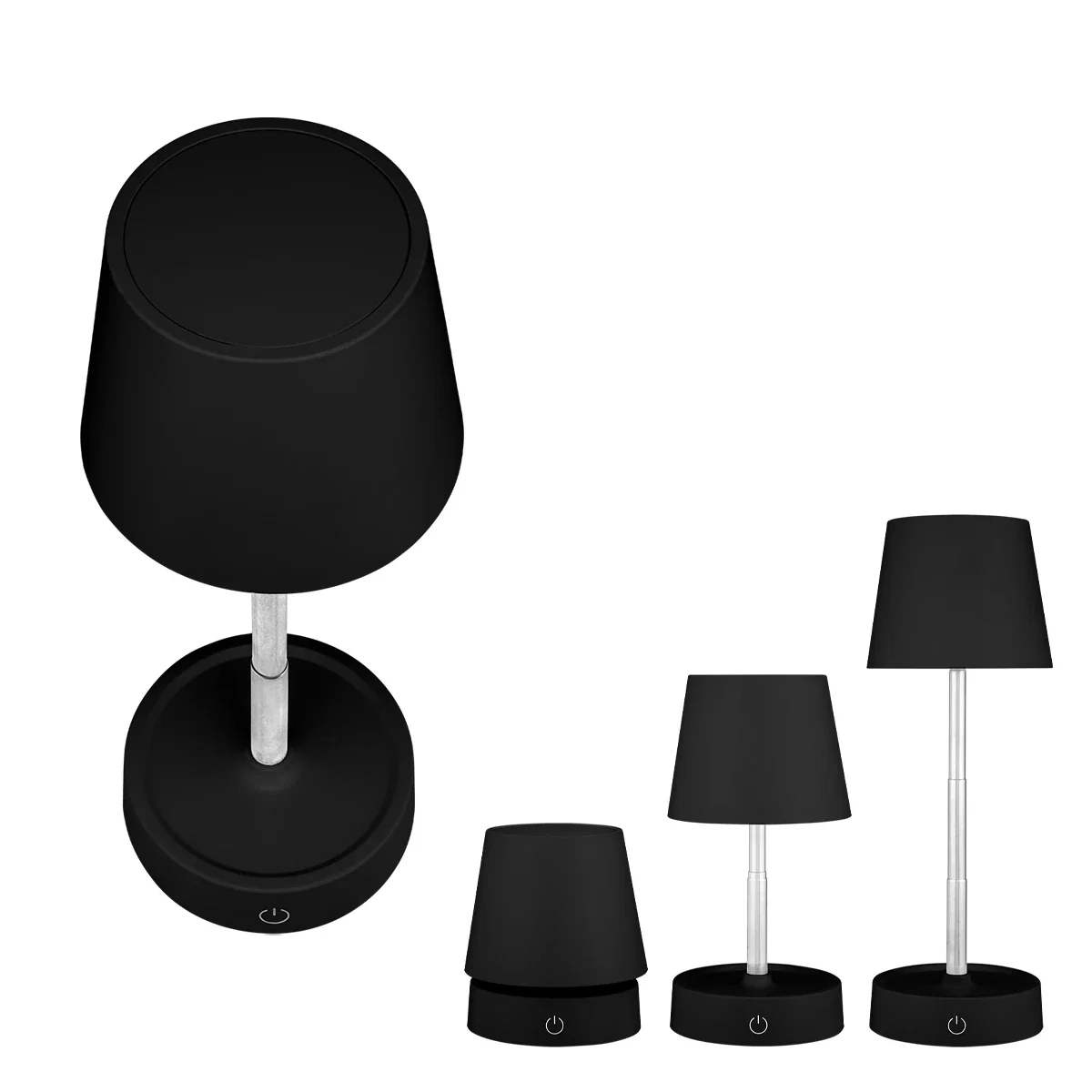 Lamp head angled to cast light across a desk