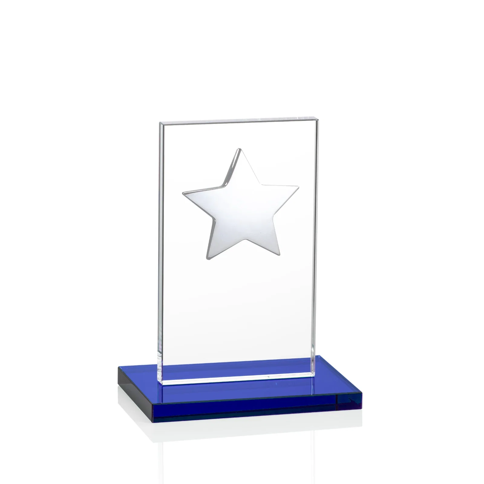 Personalized Optical Crystal Upright Award With Raised Metal Star Accent, with your logo for retirement presentations
