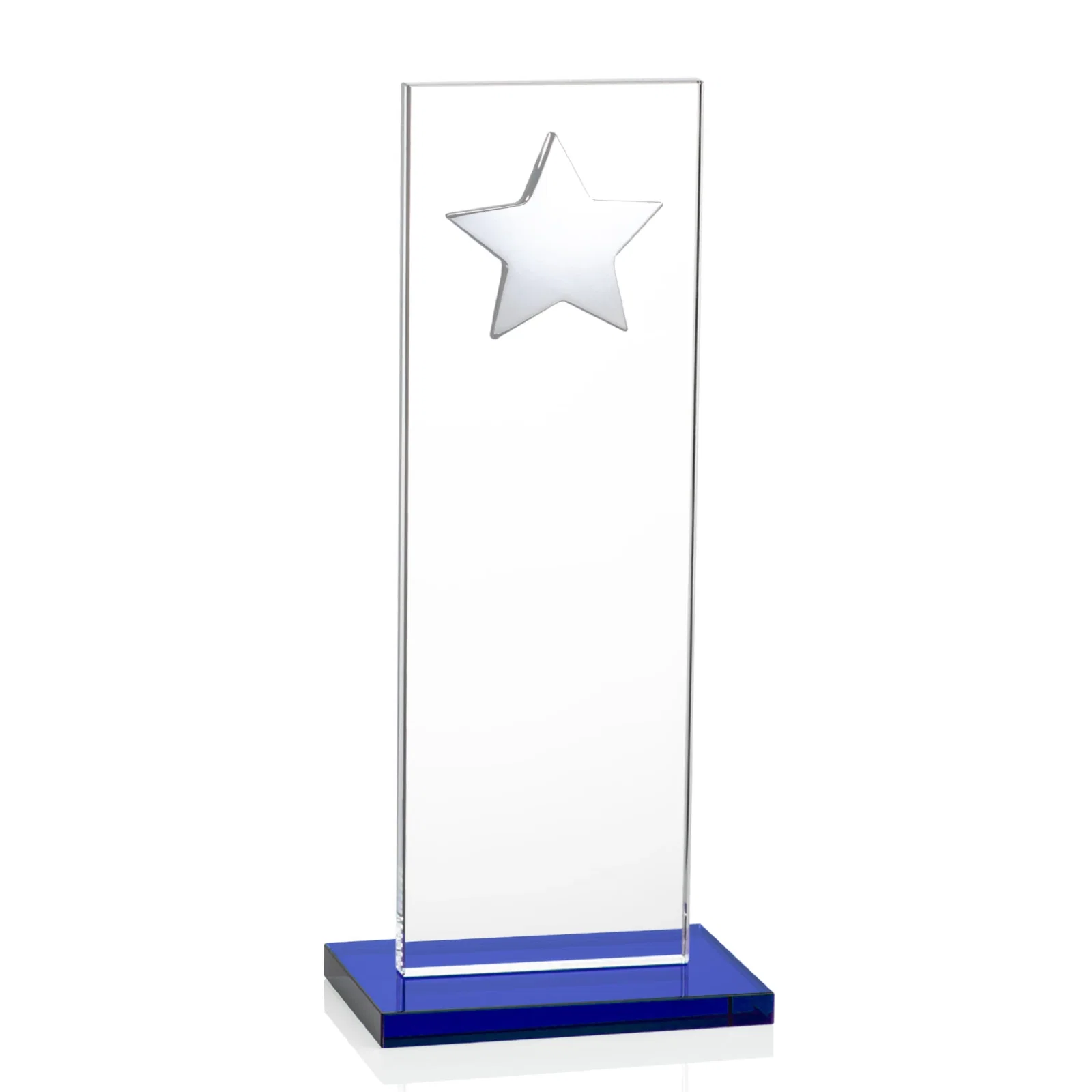 Personalized Optical Crystal Upright Award With Raised Metal Star Accent, with your logo for donor appreciation