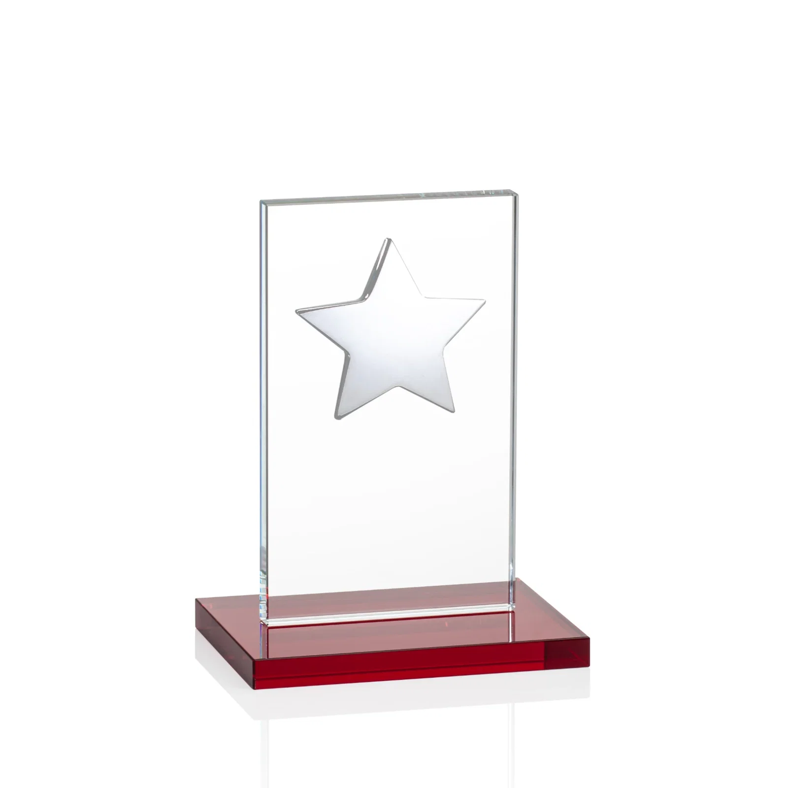 Personalized Optical Crystal Upright Award With Raised Metal Star Accent, with your logo for graduation ceremonies