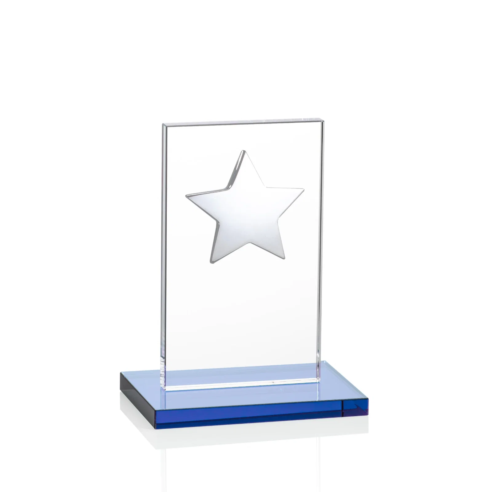 Personalized Optical Crystal Upright Award With Raised Metal Star Accent, with your logo for dealer and partner awards
