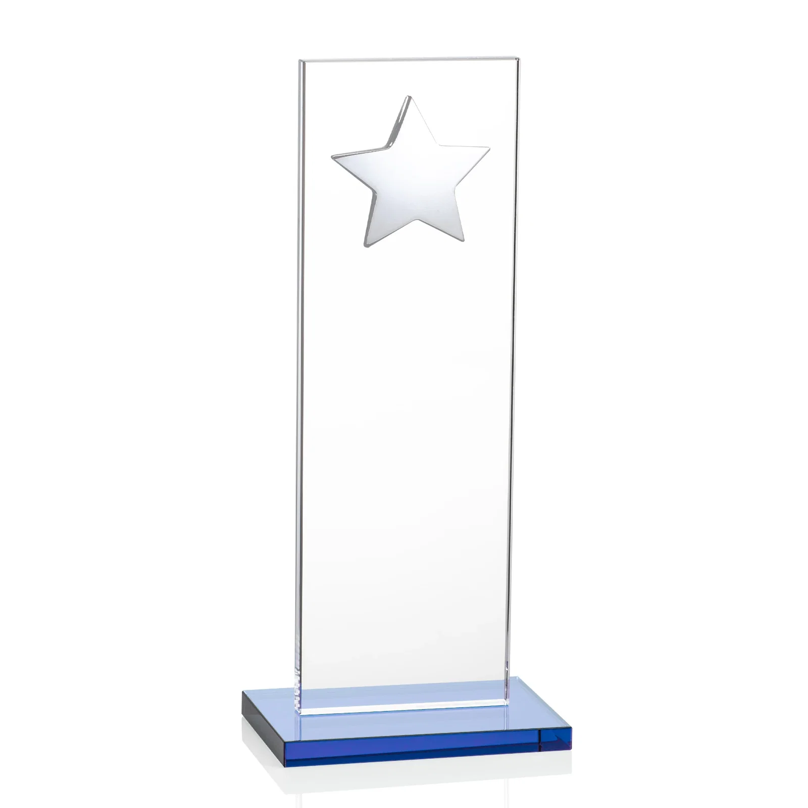 Promotional Optical Crystal Upright Award With Raised Metal Star Accent, with your logo for employee recognition