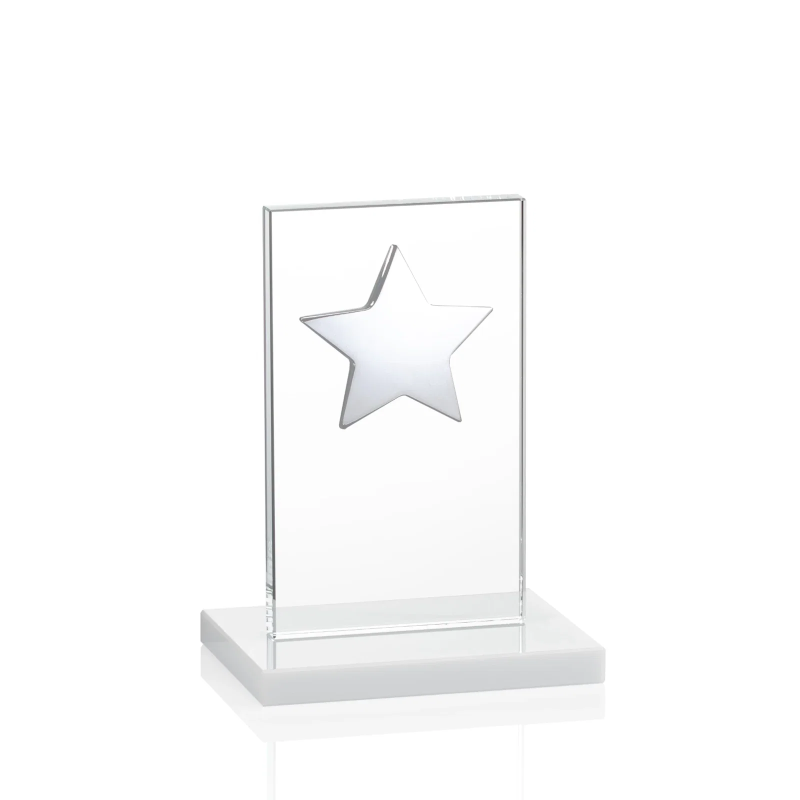 Promotional Optical Crystal Upright Award With Raised Metal Star Accent, with your logo for corporate award ceremonies