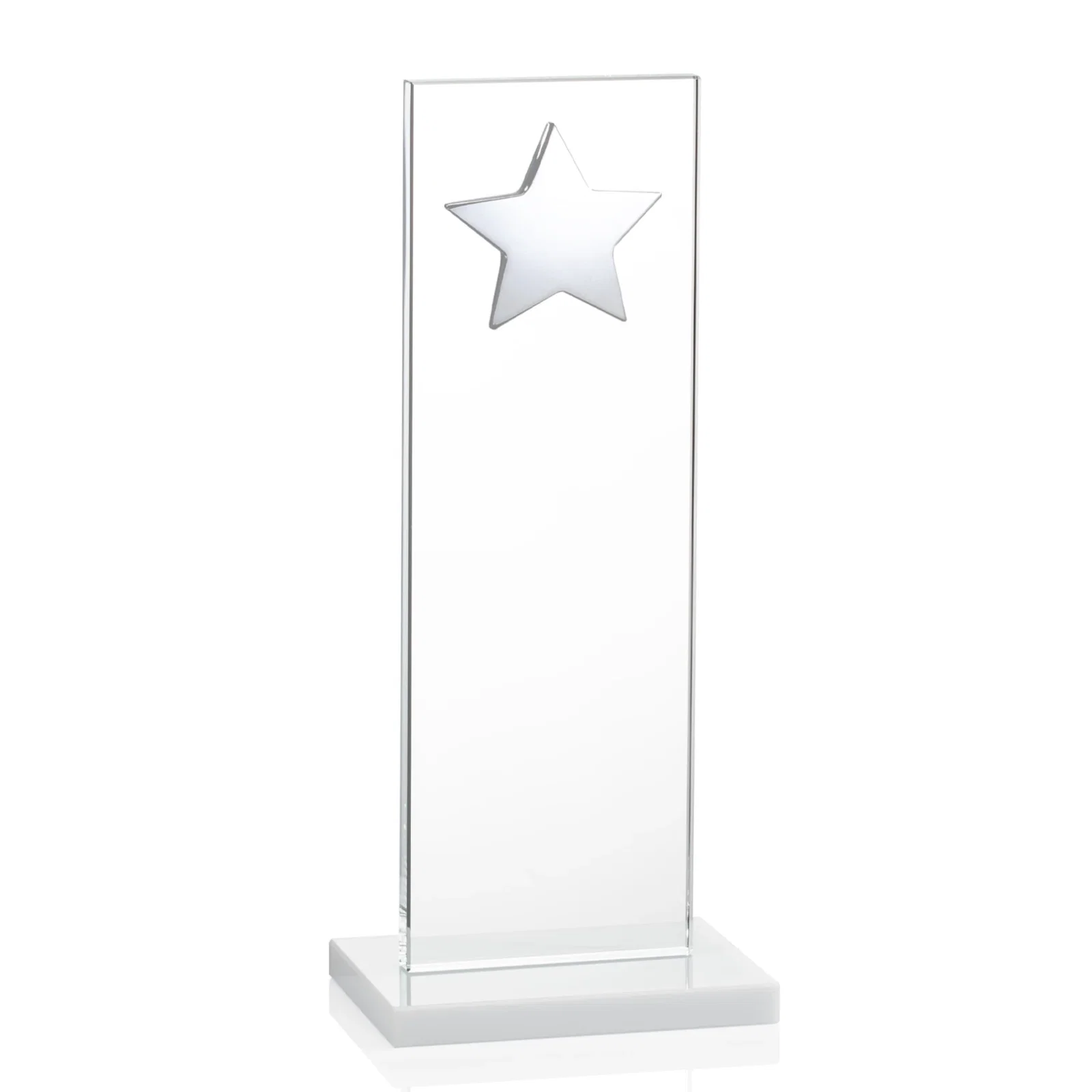 Promotional Optical Crystal Upright Award With Raised Metal Star Accent, with your logo for sales achievement awards