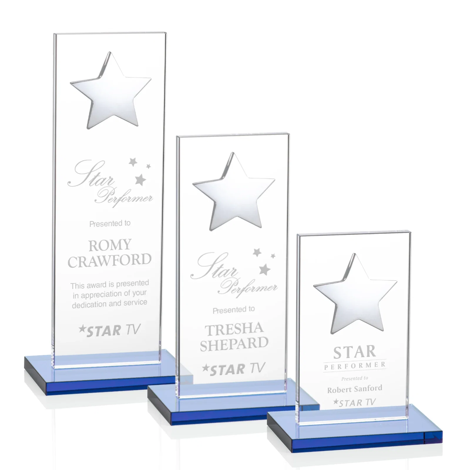 Custom printed Optical Crystal Upright Award With Raised Metal Star Accent for safety achievement programs