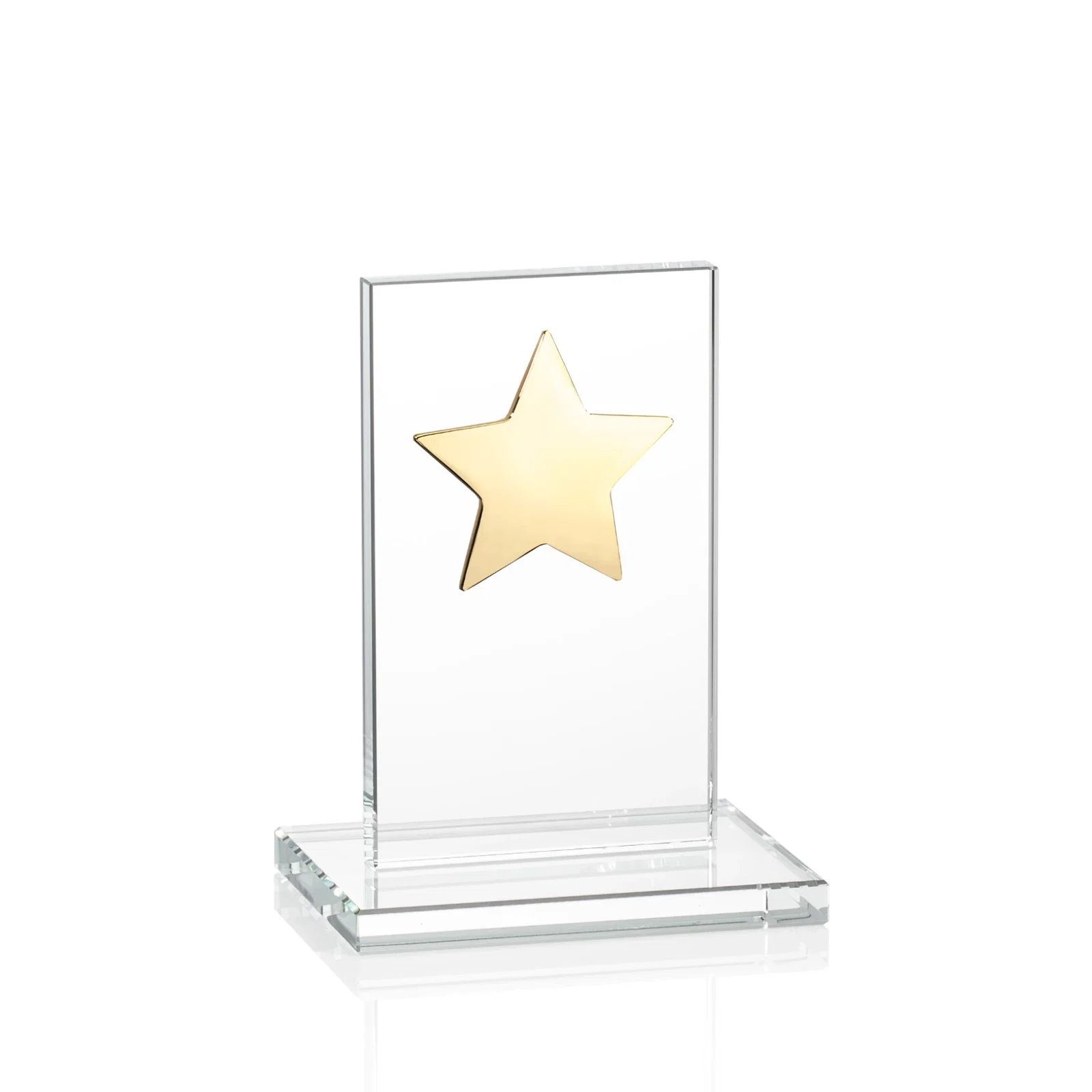 Customized Optical Crystal Upright Award With Raised Metal Star Accent for retirement presentations