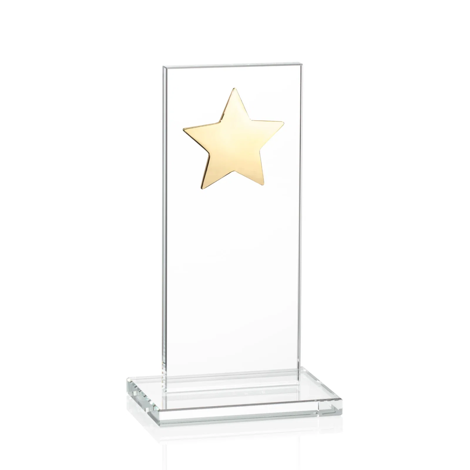 Customized Optical Crystal Upright Award With Raised Metal Star Accent for team milestone celebrations