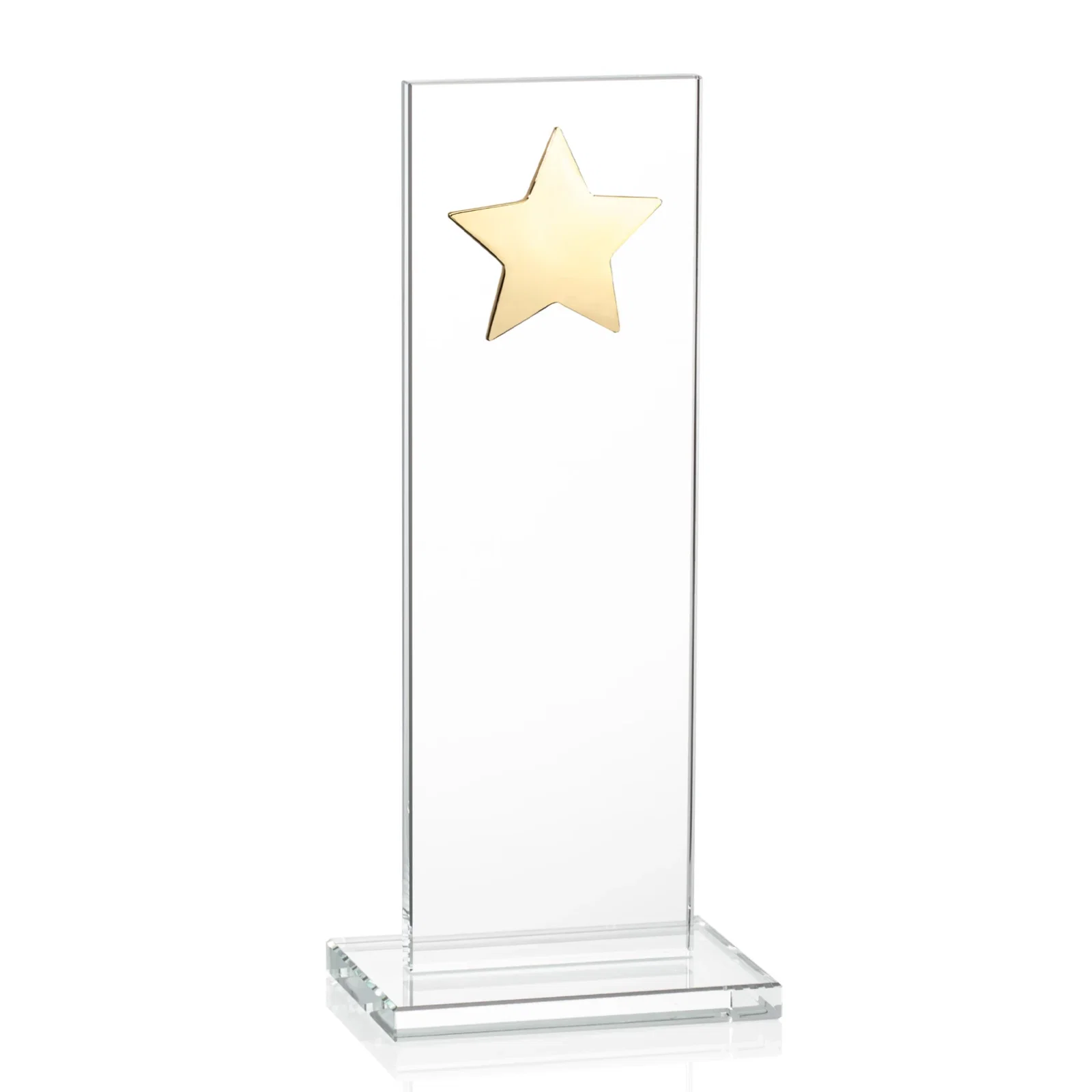 Customized Optical Crystal Upright Award With Raised Metal Star Accent for donor appreciation