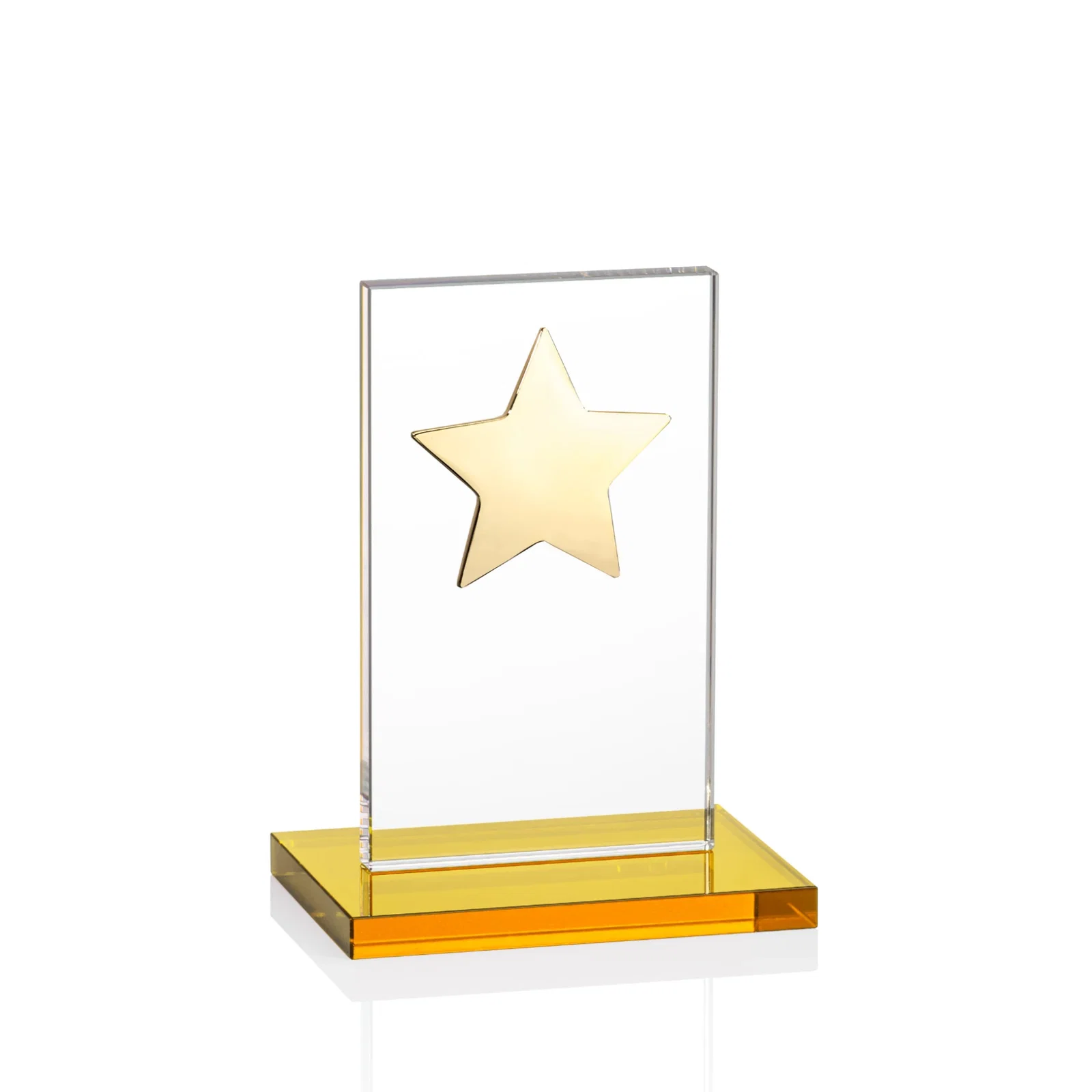 Customized Optical Crystal Upright Award With Raised Metal Star Accent for graduation ceremonies