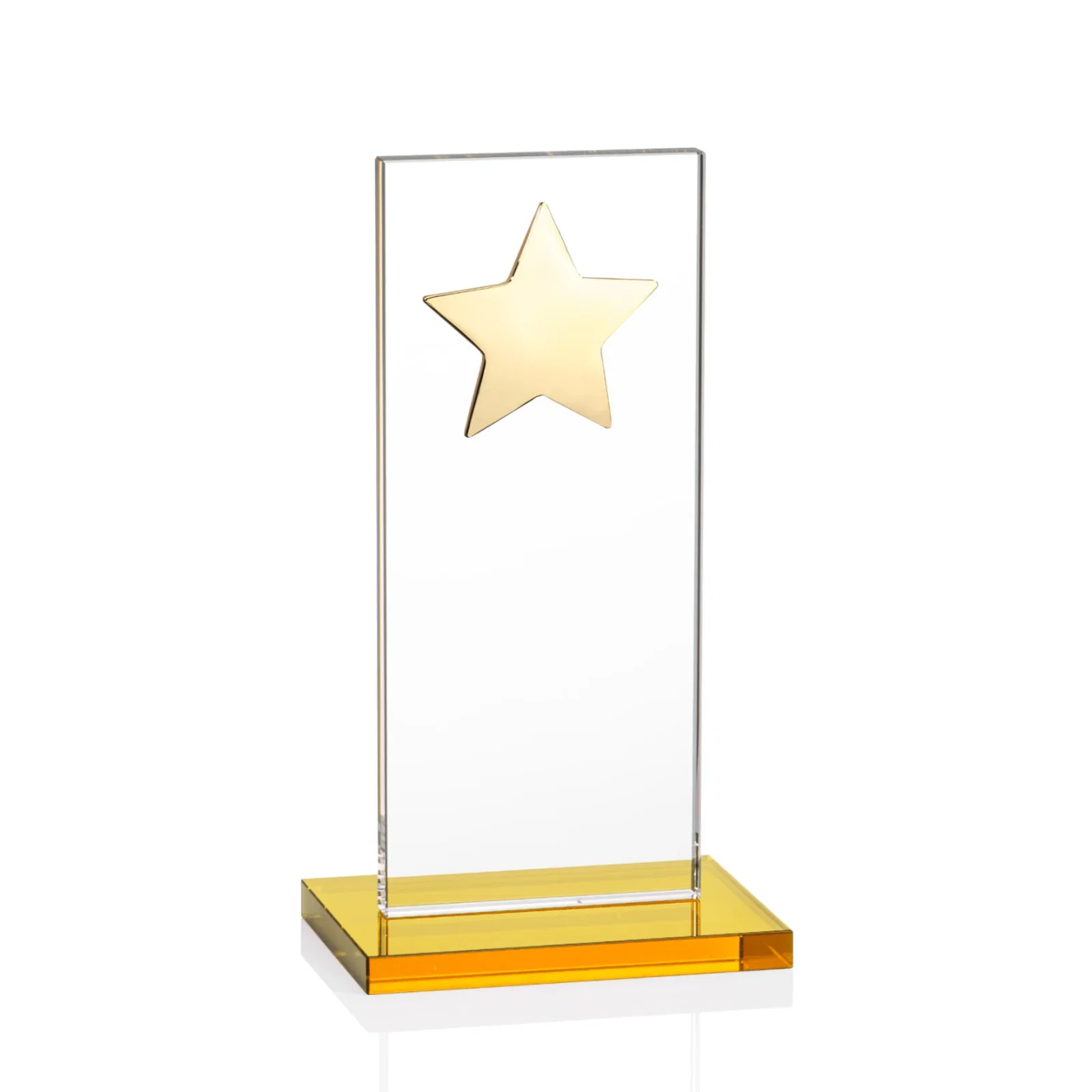 Customized Optical Crystal Upright Award With Raised Metal Star Accent for safety achievement programs