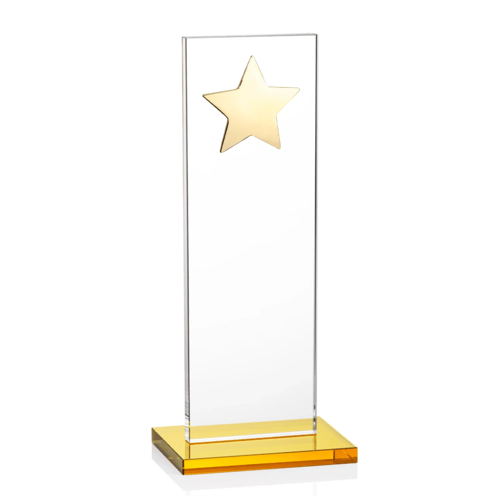Customized Optical Crystal Upright Award With Raised Metal Star Accent for volunteer appreciation