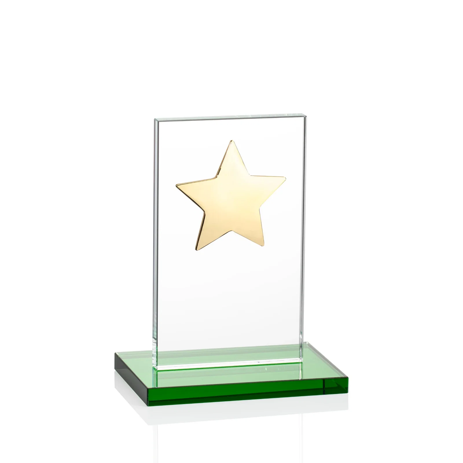 Customized Optical Crystal Upright Award With Raised Metal Star Accent for dealer and partner awards