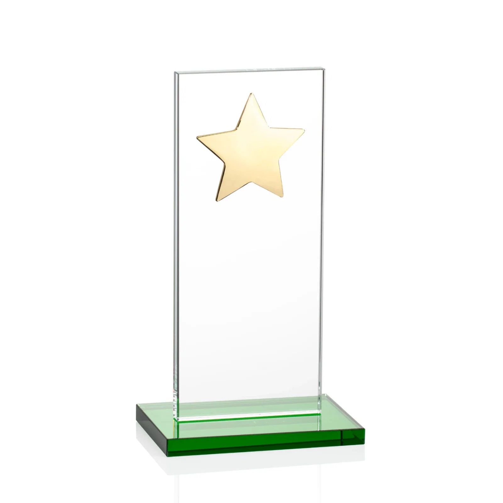 Customized Optical Crystal Upright Award With Raised Metal Star Accent for company anniversary events