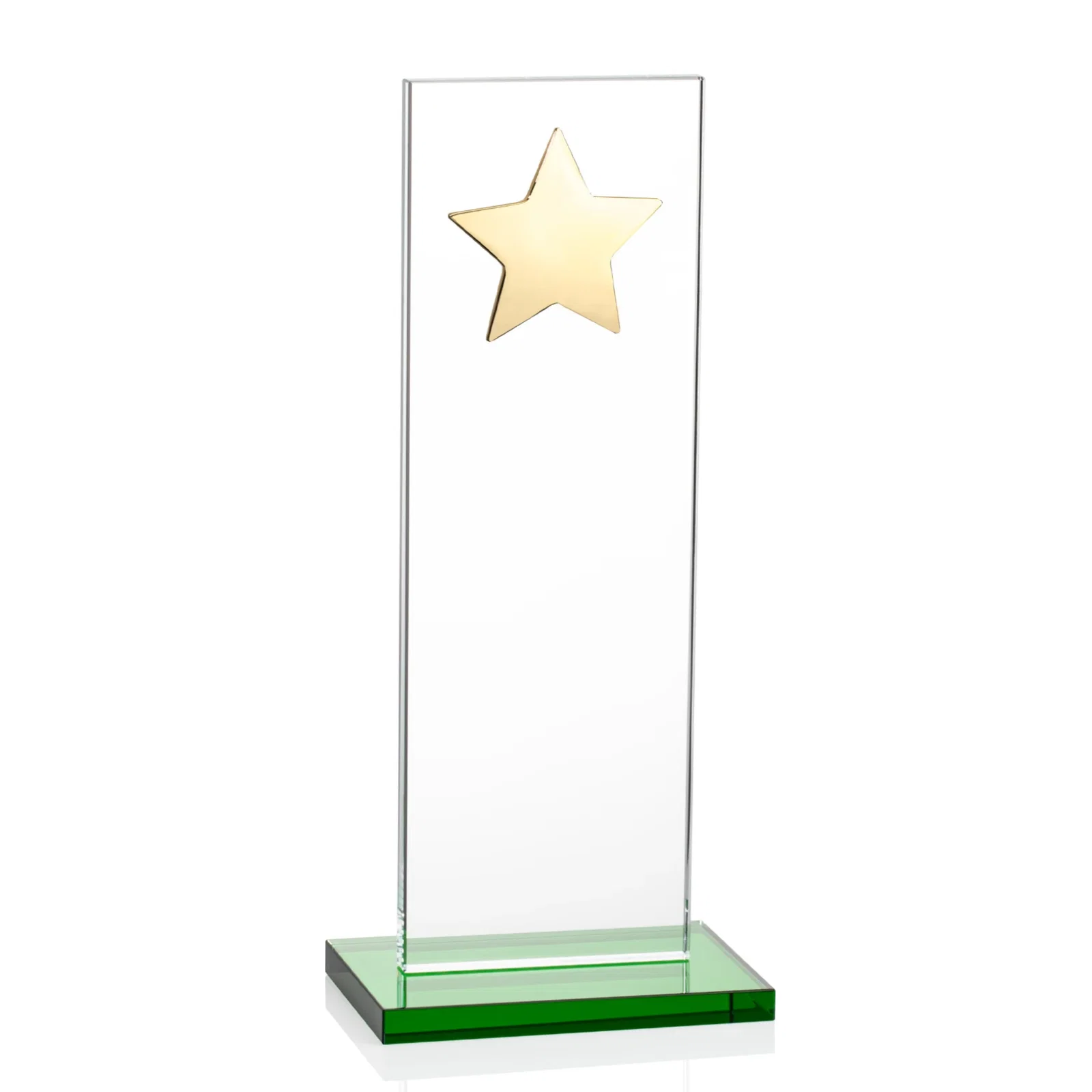 Custom engraved Optical Crystal Upright Award With Raised Metal Star Accent for employee recognition