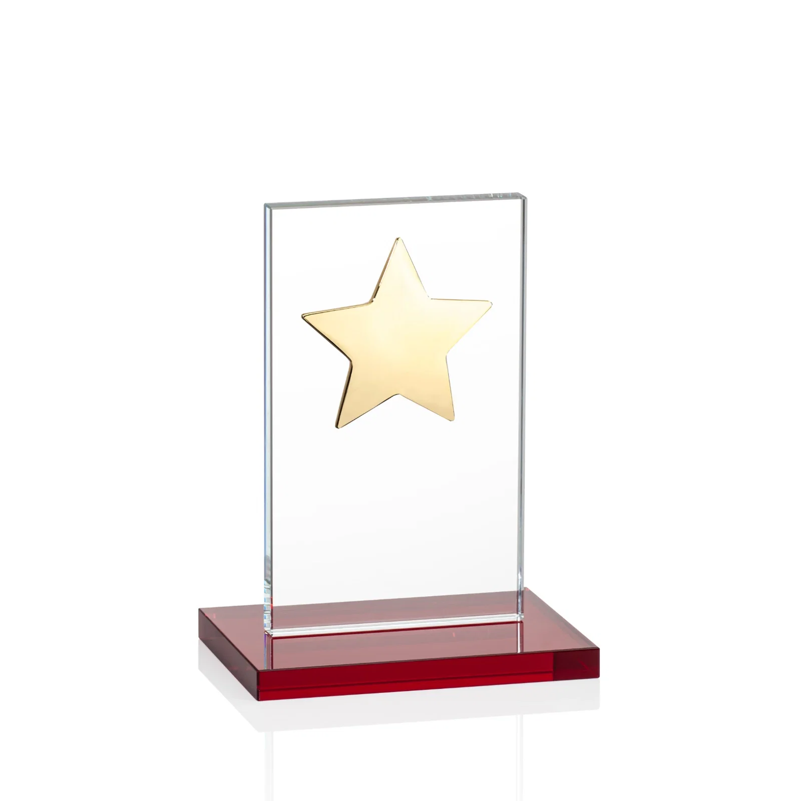 Custom engraved Optical Crystal Upright Award With Raised Metal Star Accent for graduation ceremonies