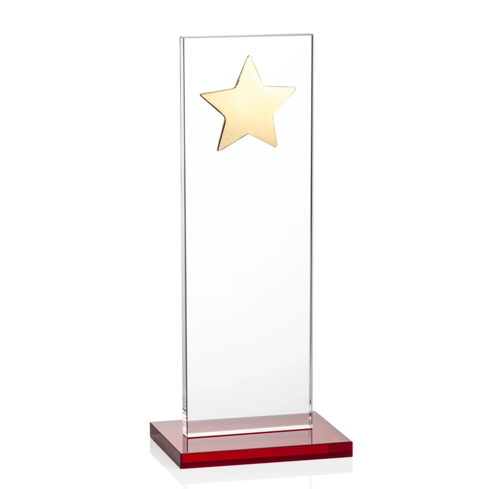 Custom engraved Optical Crystal Upright Award With Raised Metal Star Accent for volunteer appreciation