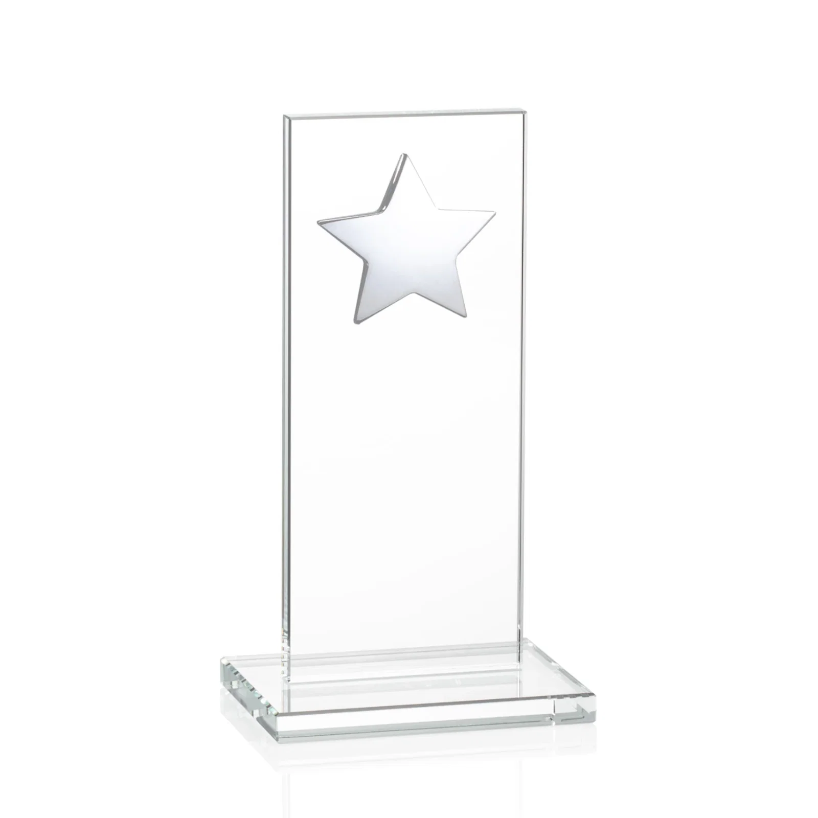 Custom Optical Crystal Upright Award With Raised Metal Star Accent, with your logo for team milestone celebrations