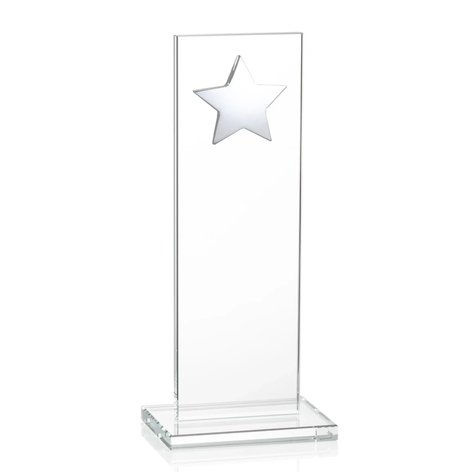 Custom Optical Crystal Upright Award With Raised Metal Star Accent, with your logo for donor appreciation