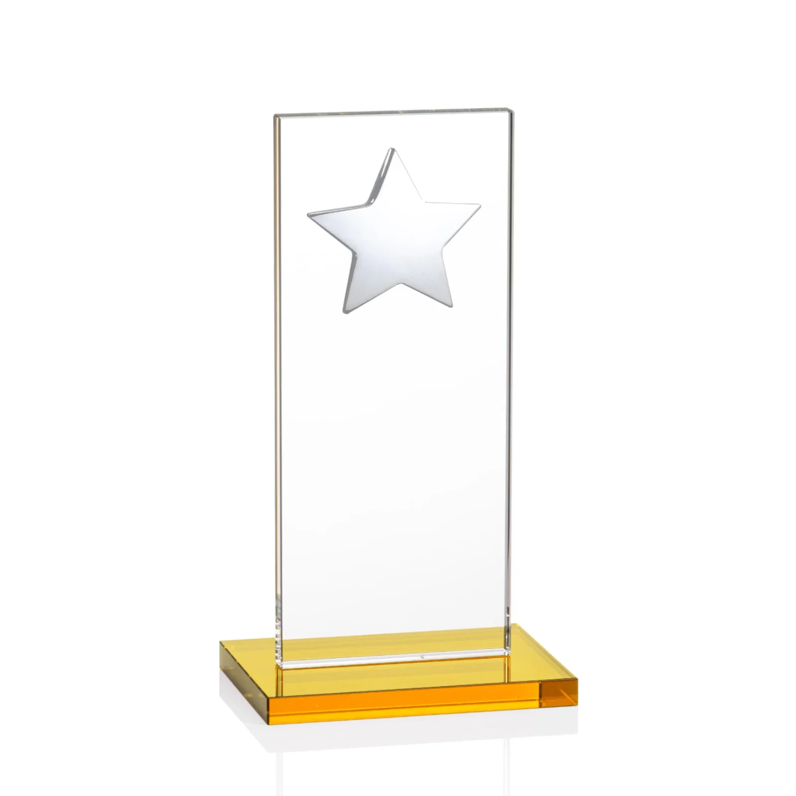 Custom Optical Crystal Upright Award With Raised Metal Star Accent, with your logo for safety achievement programs
