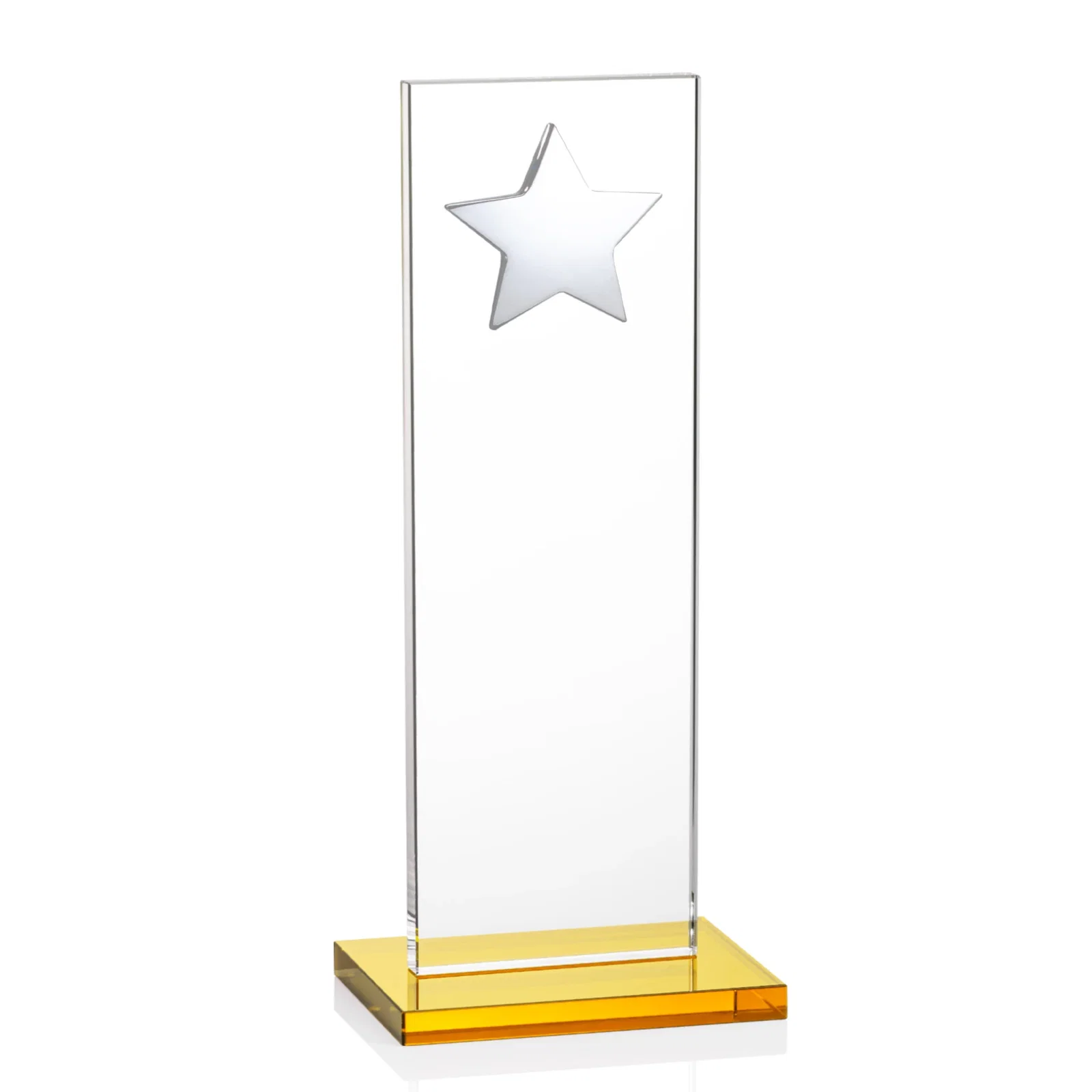 Custom Optical Crystal Upright Award With Raised Metal Star Accent, with your logo for volunteer appreciation