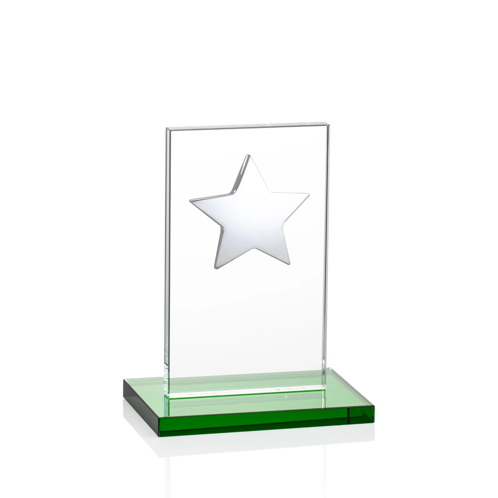 Custom Optical Crystal Upright Award With Raised Metal Star Accent, with your logo for dealer and partner awards