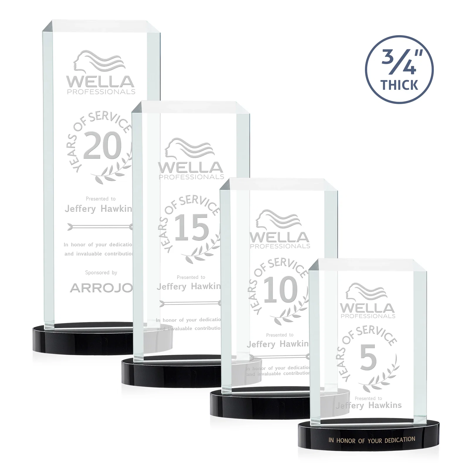 Custom Starfire Crystal Tower Award, Made and Decorated in the USA for dealer and partner awards