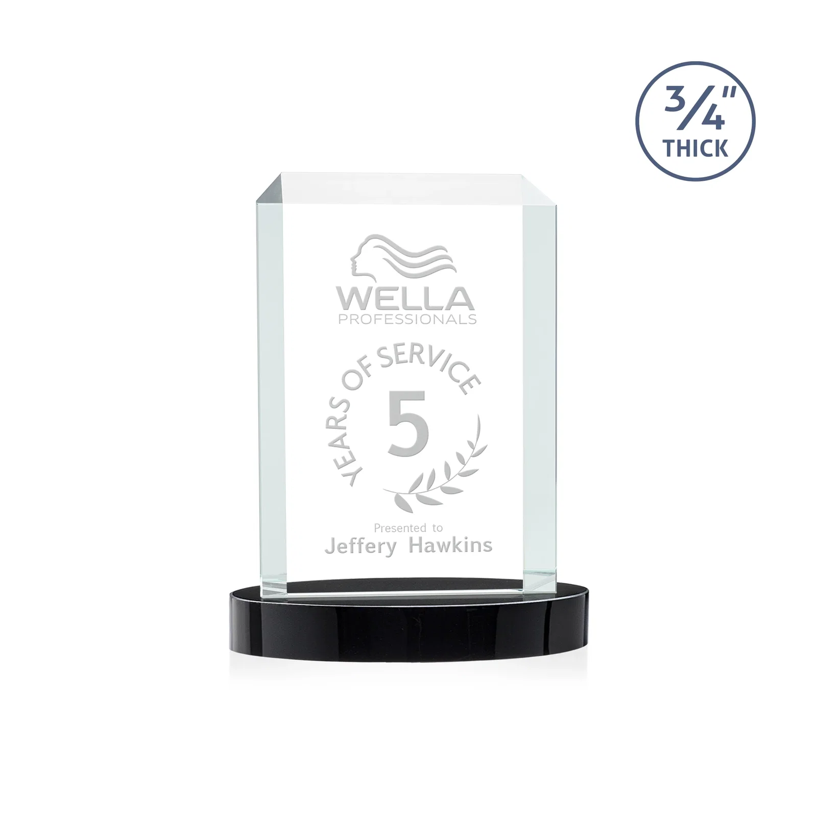 Custom Starfire Crystal Tower Award, Made and Decorated in the USA for company anniversary events