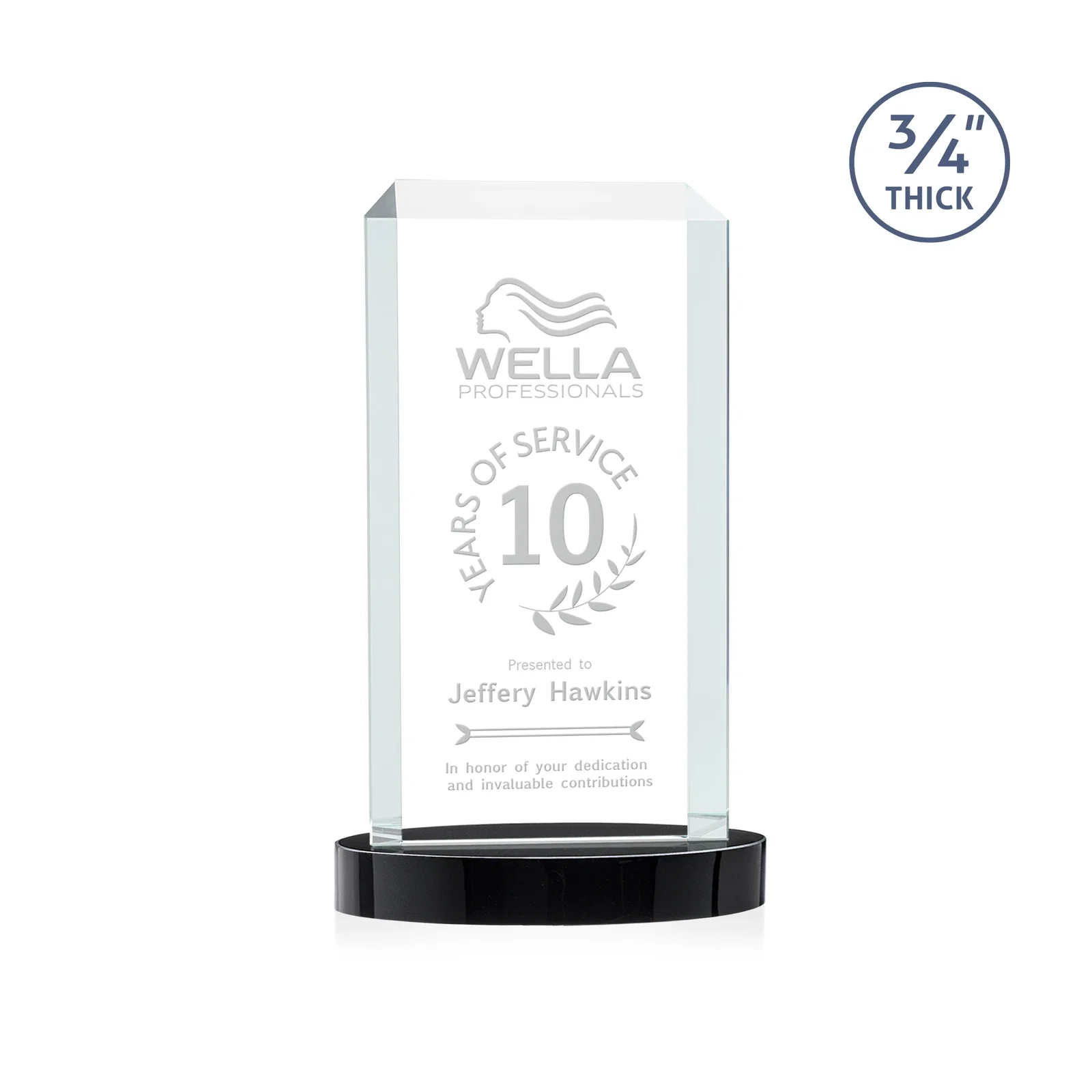 Personalized Starfire Crystal Tower Award, Made and Decorated in the USA for employee recognition