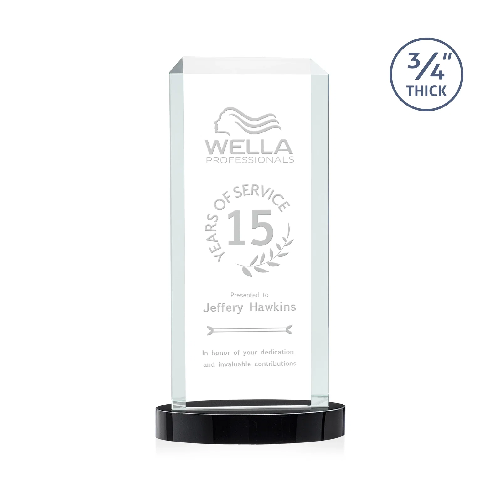 Personalized Starfire Crystal Tower Award, Made and Decorated in the USA for corporate award ceremonies