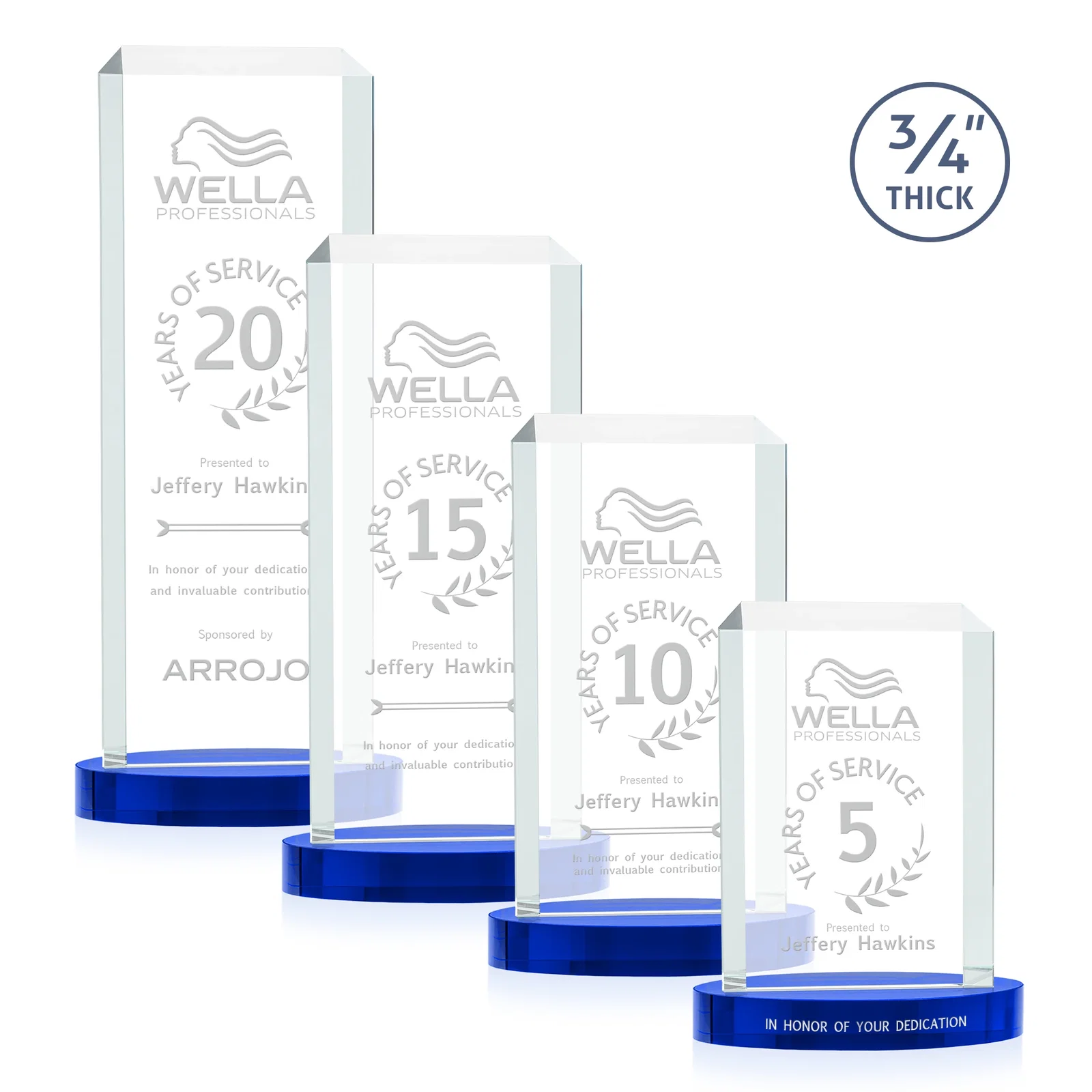 Personalized Starfire Crystal Tower Award, Made and Decorated in the USA for sales achievement awards